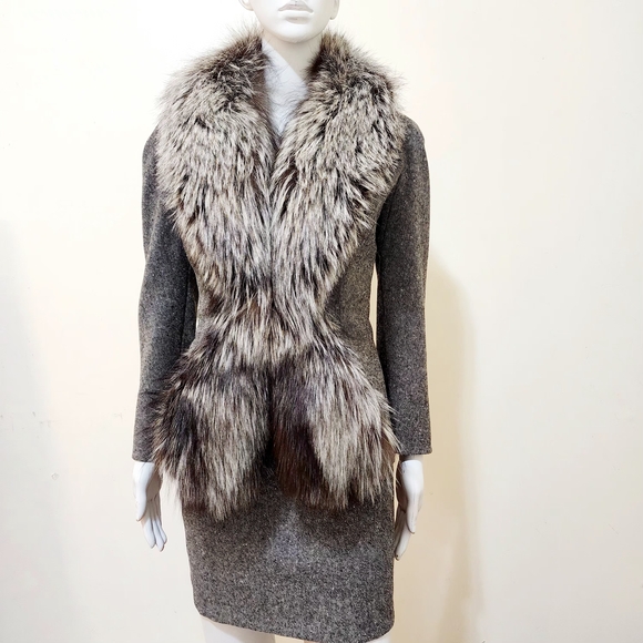 Rare Christian Dior Fall 1998 Fur Trim 3-Piece Wool Set Sz XS/SM - Picture 1 of 8